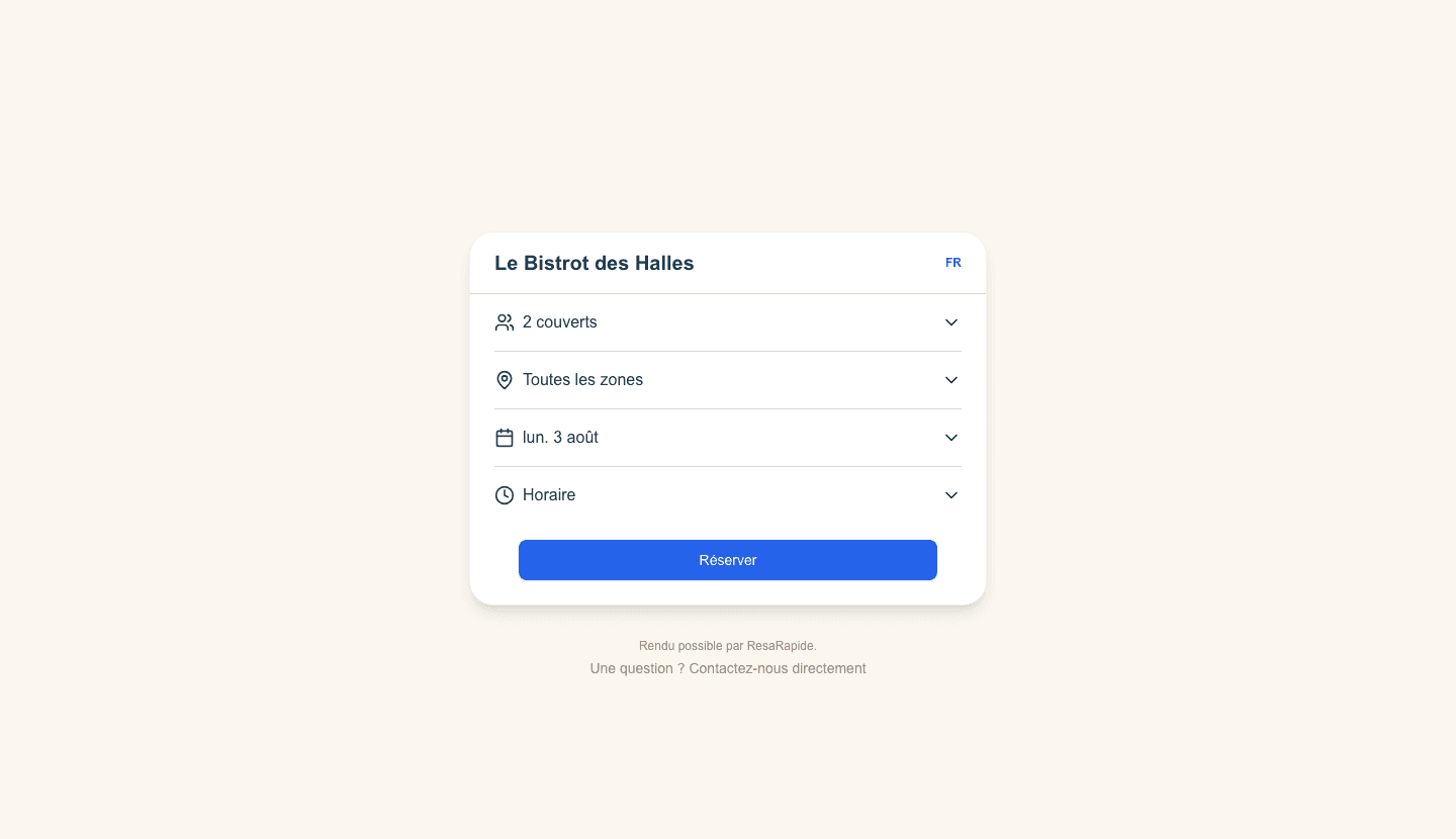 Module de réservation en ligne